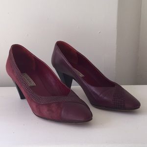Vintage Burgundy Stacked Heels
